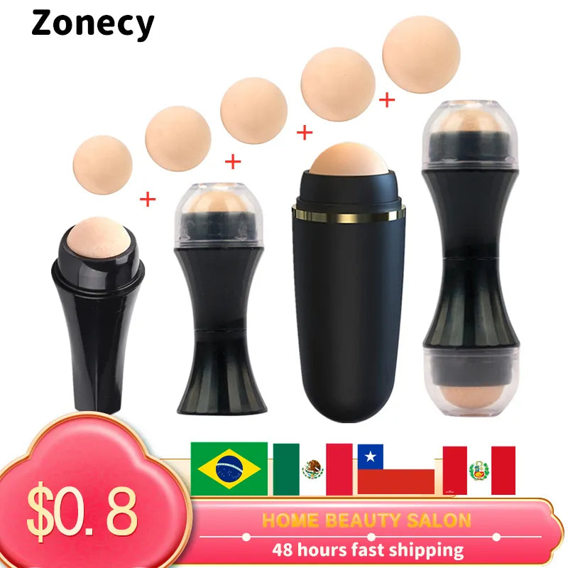 2in1 Natural Volcanic Stone Face Massage Oil Absorbing Roller Body Stick Makeup Skin Care Tool Facial Pores Cleaning Oil Roller