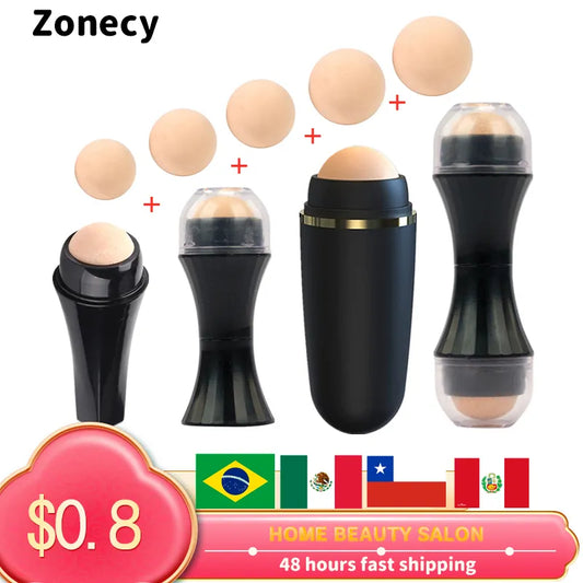 2in1 Natural Volcanic Stone Face Massage Oil Absorbing Roller Body Stick Makeup Skin Care Tool Facial Pores Cleaning Oil Roller