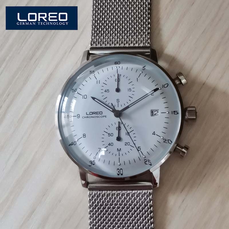 LOREO-Reloj de cuarzo para hombre, marca de lujo, acero plateado, resistente al agua, luminosos hasta 3ATM, calendario, envío directo, 2023