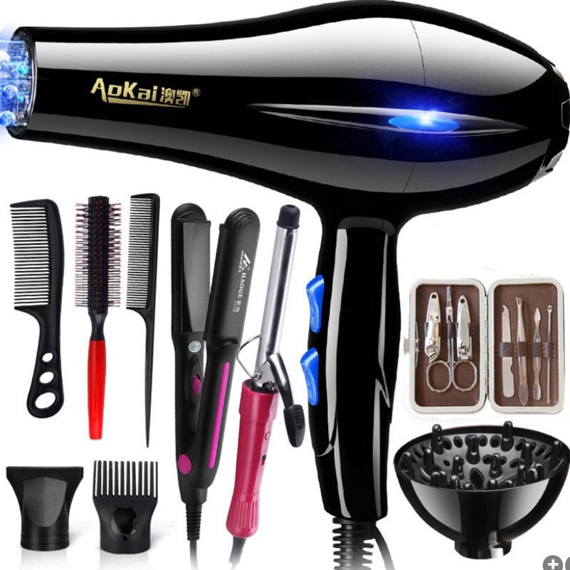 Secador de pelo profesional de 2200W, cepillo secador de pelo de gran potencia para peluquería, barbería, herramientas de salón, ventilador secador de pelo