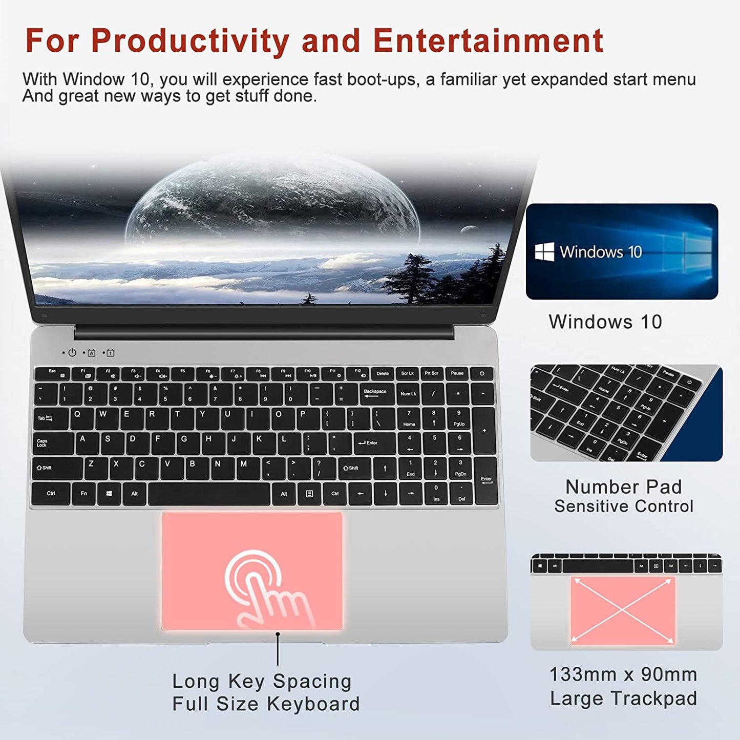 14.1 Inch Laptop Intel J4105 CPU 6GB RAM 256/512GB SSD Windows 10 Notebook 1920*1080 IPS LCD Dual Wifi HDMI USB Computer PC