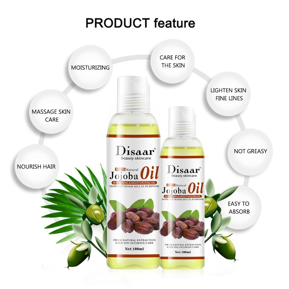 Disaar – huile de Jojoba biologique naturelle, 100 ml, 100% ml, meilleur soin pour la peau, relaxant, hydratant, contrôle de l'hydratation, produit de Massage