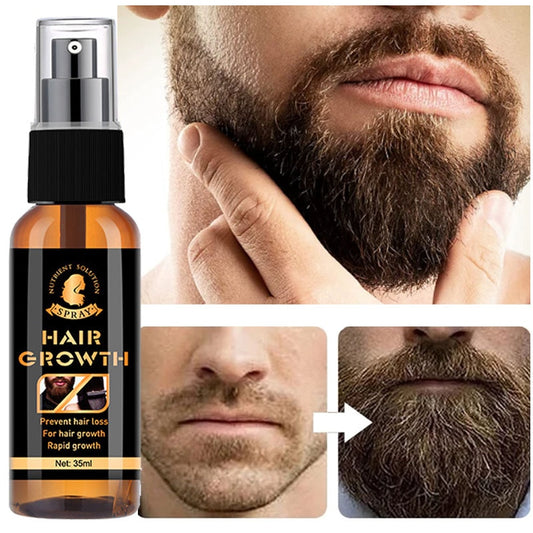 Sérum de croissance de barbe en Spray, huile essentielle pour coiffure rapide, plus épaisse, plus longue, adoucissante, liquide hydratant pour barbe