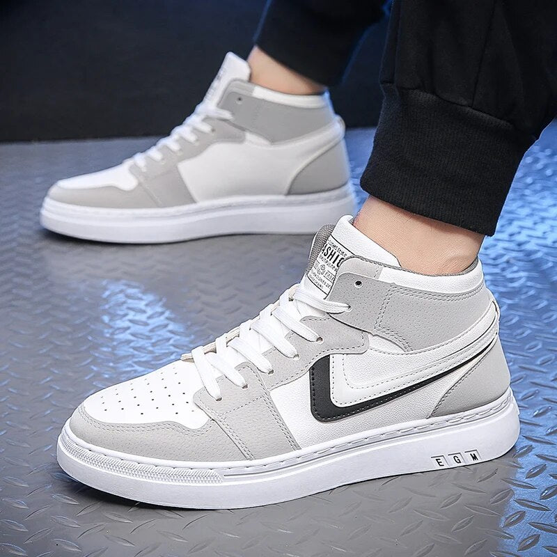 Men's High Top Sneakers New Fashion Lace Up Platform Casual Shoes for Men Trend Male Students Sports Shoes Wear-resistant Flats