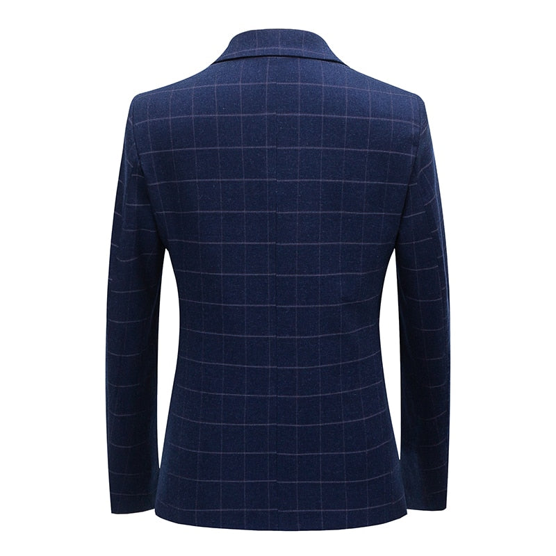 Mode nouveaux hommes décontracté Boutique affaires Plaid mince costume veste hommes simple bouton veste hommes coupe ajustée manteau manteau hommes