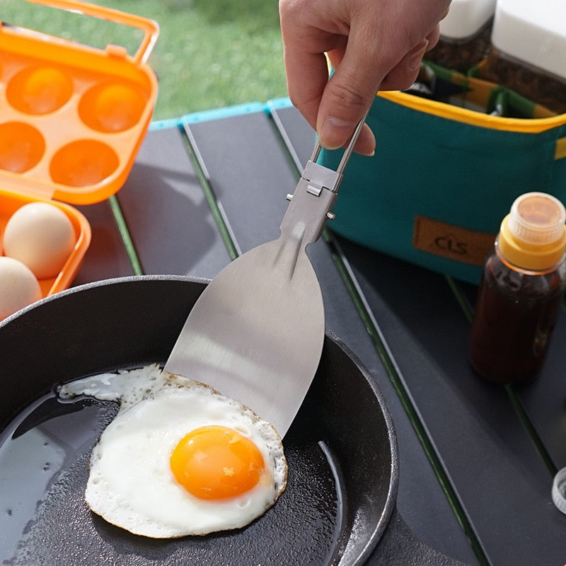 Ollas de acero inoxidable para exteriores, ollas para sopa y freír, juego de ollas para Picnic para el hogar, utensilios de cocina con mango plegable para acampar