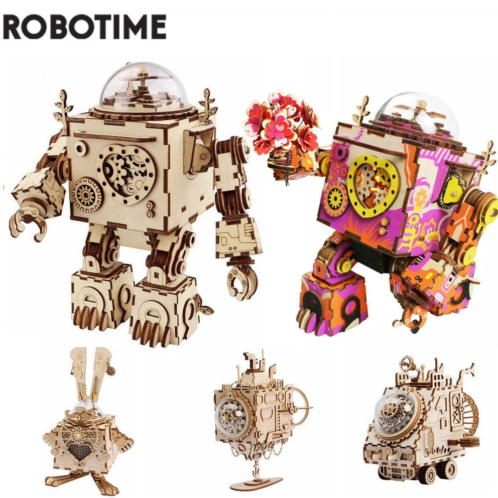 Robotime – Puzzle 3D en bois, 5 types de ventilateur rotatif, bricolage, Kits de construction de modèles Steampunk, jouet d'assemblage, cadeau pour enfants et adultes, AM601