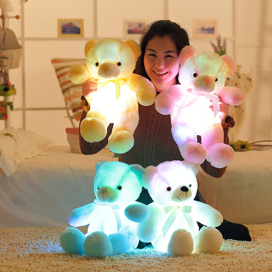 Lumineux créatif éclairage LED ours en peluche 32-50 cm animaux en peluche jouet coloré brillant ours en peluche cadeau de noël pour enfant