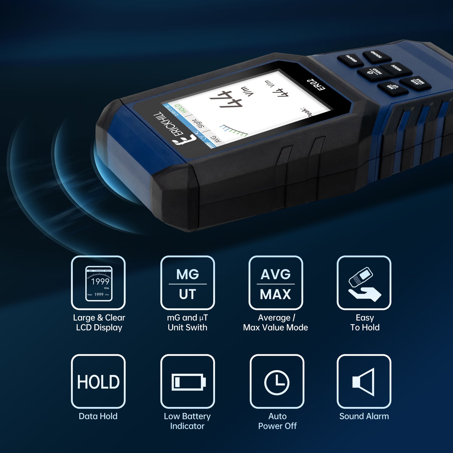 Compteur EMF détecteur de rayonnement de champ électromagnétique testeur de champ de radiofréquence dosimètre d'émission de compteur Portable Rechargeable