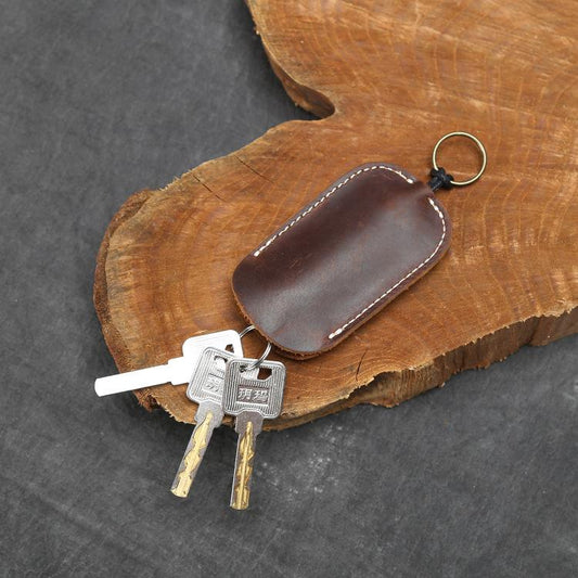 Genuine Leather Elastic Key Holder Retro Cow Leather Pouch Retractable Keychain Holder Case Bag