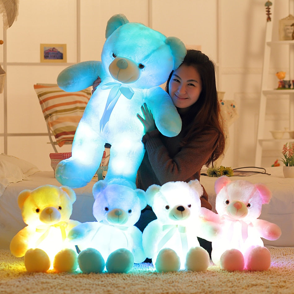 Lumineux créatif éclairage LED ours en peluche 32-50 cm animaux en peluche jouet coloré brillant ours en peluche cadeau de noël pour enfant