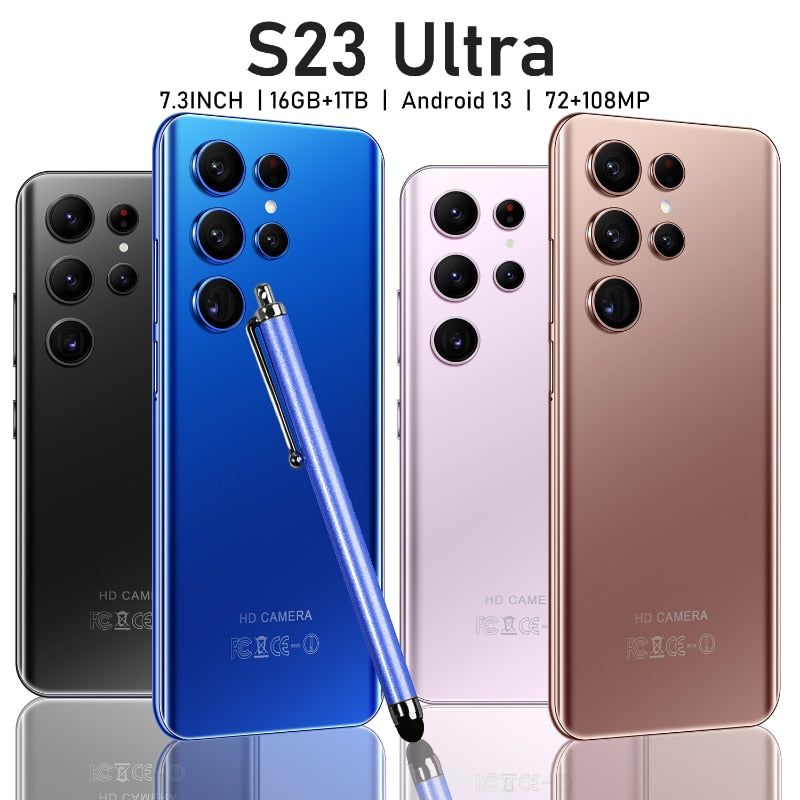 Nueva Marca S23 Ultra 5G Smartphone 7,3 pulgadas Teléfono de pantalla completa 16GB + 1TB 4G teléfonos móviles versión Global Android 13 teléfono celular