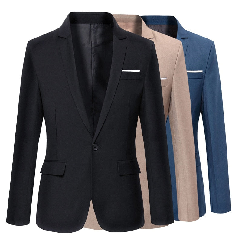 Blazers décontracté hommes d'affaires coupe ajustée costumes couverture fine bouton solide 11 couleurs à manches longues automne printemps vêtements formels