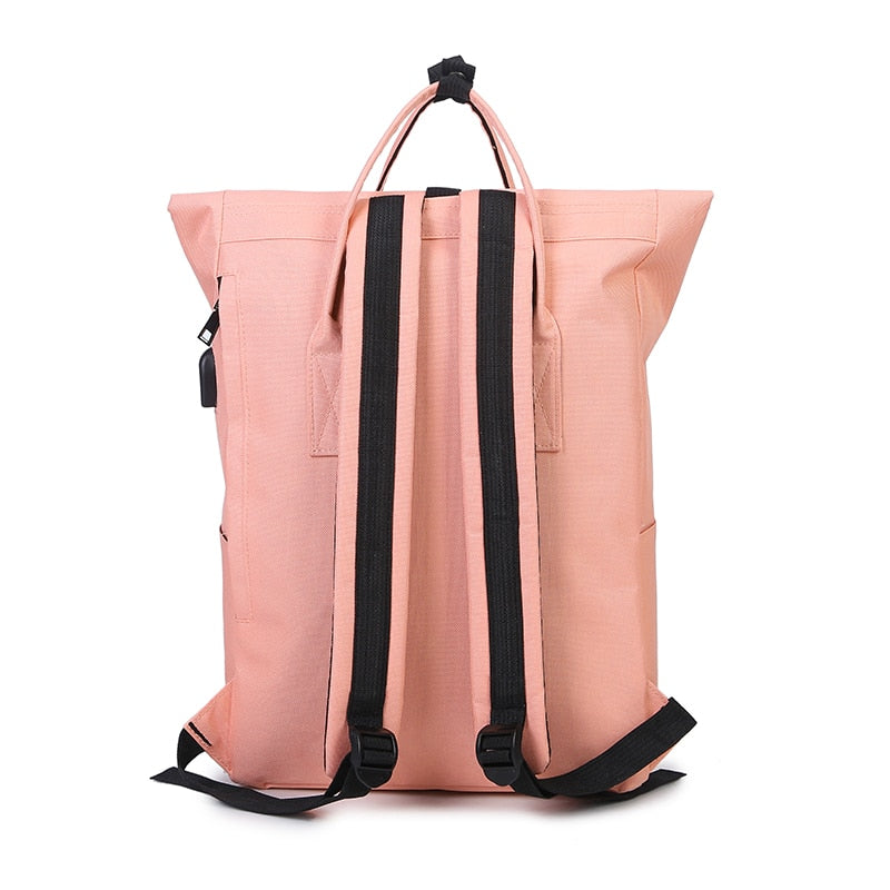 Sac à dos avec chargeur USB externe pour femmes, sac à dos en Nylon pour hommes Mochila Escolar pour filles, sacs d'école à bandoulière pour ordinateur portable pour adolescents