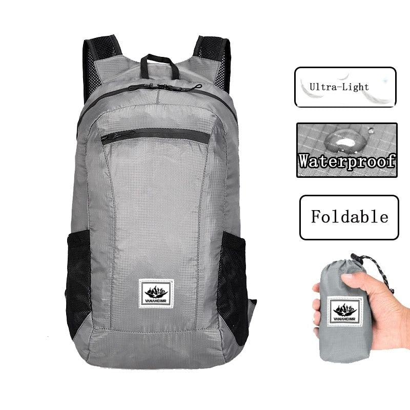 Bolsa de senderismo al aire libre, mochila portátil ligera de 20L, plegable, impermeable, ultraligera, para viajes y senderismo