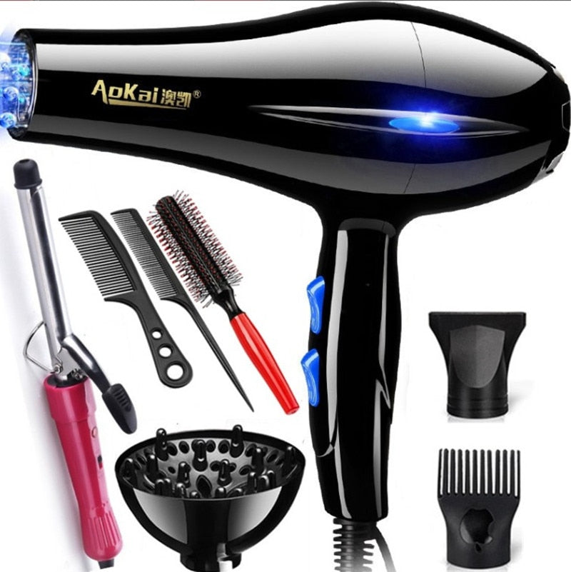 Secador de pelo profesional de 2200W, cepillo secador de pelo de gran potencia para peluquería, barbería, herramientas de salón, ventilador secador de pelo