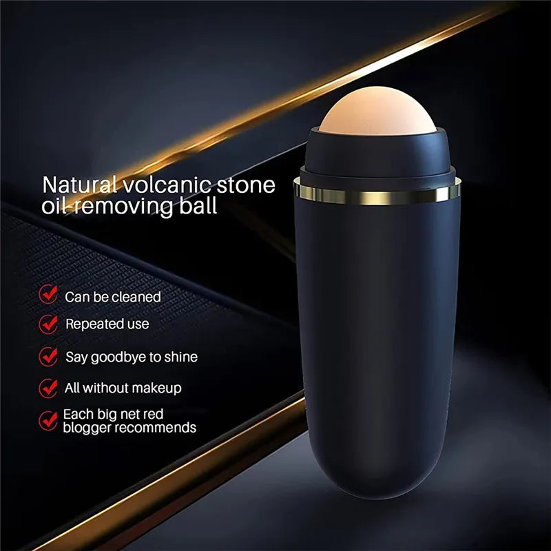 2in1 Natural Volcanic Stone Face Massage Oil Absorbing Roller Body Stick Makeup Skin Care Tool Facial Pores Cleaning Oil Roller