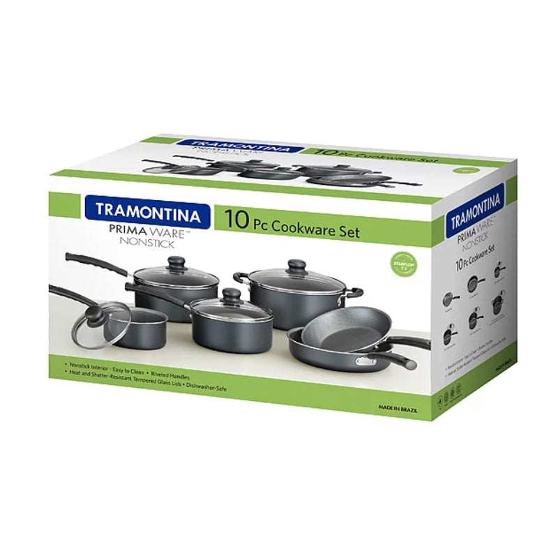 Batterie de cuisine antiadhésive Tramontina Primaware, batterie de cuisine 10 pièces, ensembles de casseroles pour ustensiles de cuisine