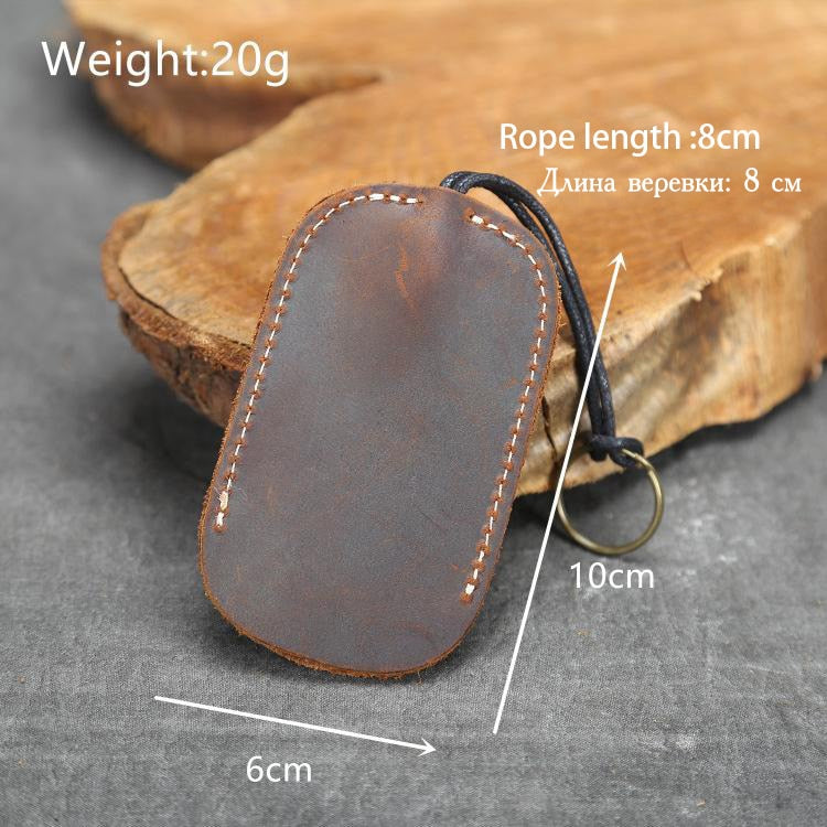 Genuine Leather Elastic Key Holder Retro Cow Leather Pouch Retractable Keychain Holder Case Bag