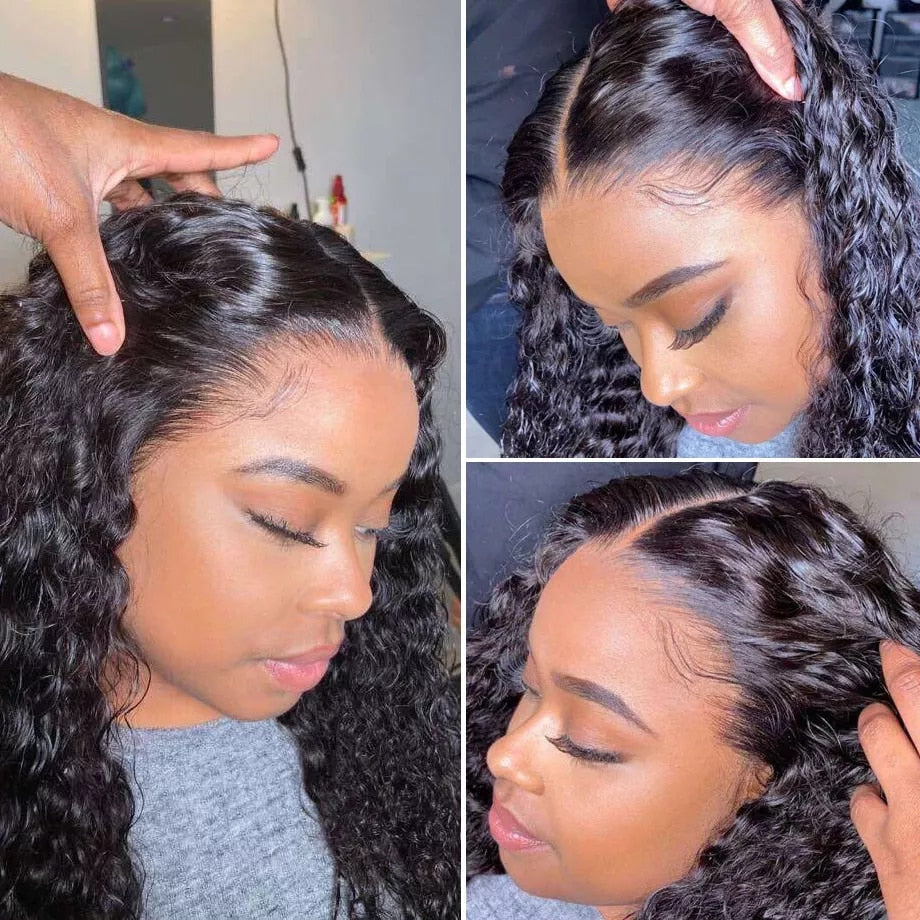 Perruque Lace Frontal Wig Deep Wave naturelle, Cheveux humains, avec Closure, 13x4, 4x4, bon marché, en promotion, avec livraison gratuite