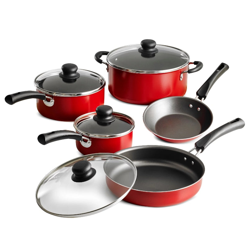 Tramontina 9-Piece Non-stick Cookware Set, Red