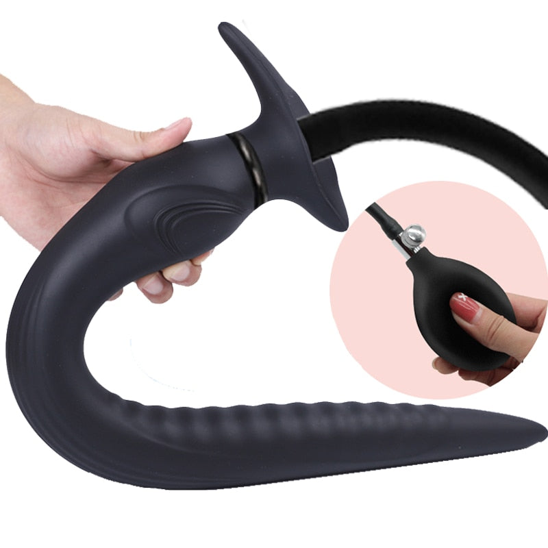 Consolador inflable con tapón Anal, dilatador Vaginal de silicona, bomba para el ano, juguete sexual de 38,5-55cm de largo, enorme tapón ancla, estimulador de próstata