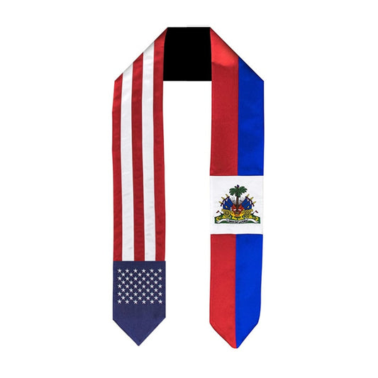 180*14cm bandera nacional americana de Haití estola de graduación vestido de soltero accesorio faja de graduación