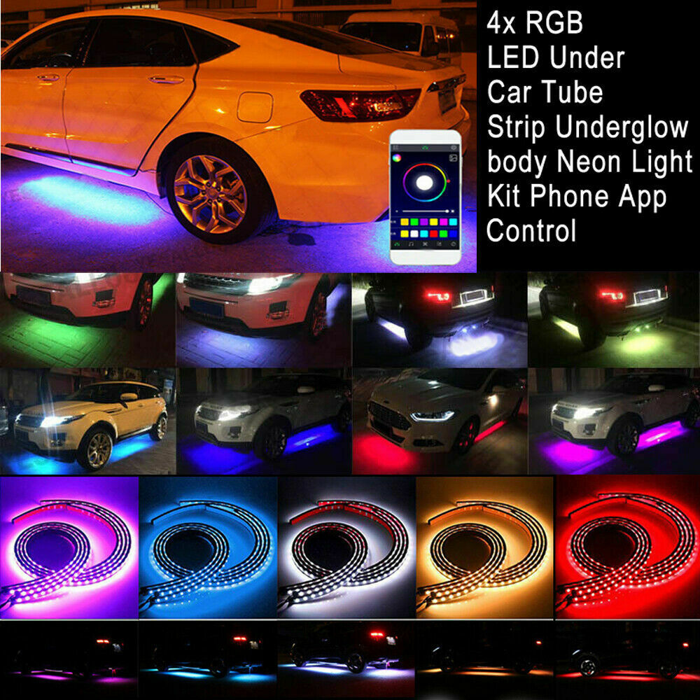 Tira Flexible de luces LED para debajo del cuerpo del coche, Control remoto por aplicación, luz de neón Led para coche, lámpara de ambiente decorativa RGB